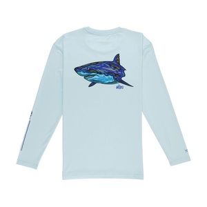 American Fishing Tackle Co. Youth Shark Long Sleeve Performance Shirt Large
